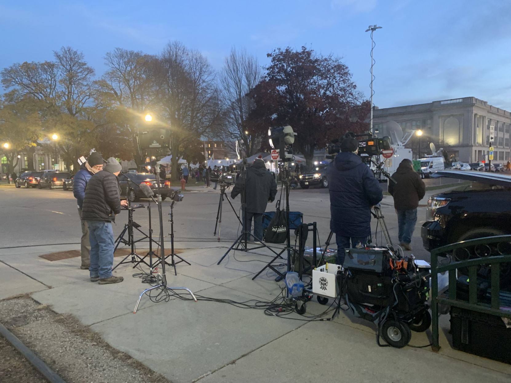 Media outside Kenosha Courthouse